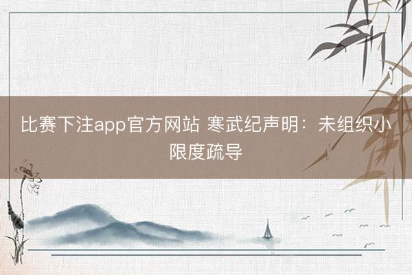 比赛下注app官方网站 寒武纪声明：未组织小限度疏导