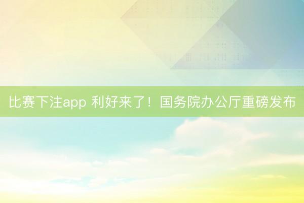 比赛下注app 利好来了!国务院办公厅重磅发布