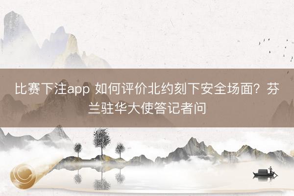比赛下注app 如何评价北约刻下安全场面?芬兰驻华大使答记者问