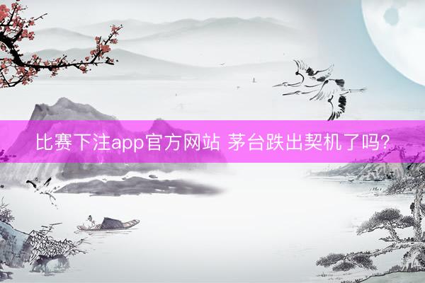 比赛下注app官方网站 茅台跌出契机了吗？