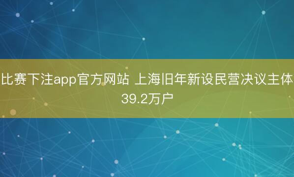 比赛下注app官方网站 上海旧年新设民营决议主体39.2万户