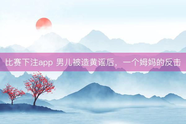 比赛下注app 男儿被造黄谣后,一个姆妈的反击