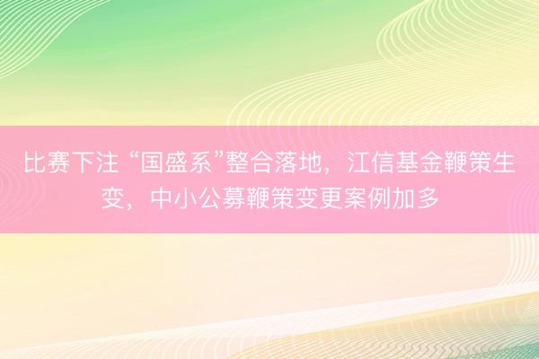比赛下注 “国盛系”整合落地，江信基金鞭策生变，中小公募鞭策变更案例加多