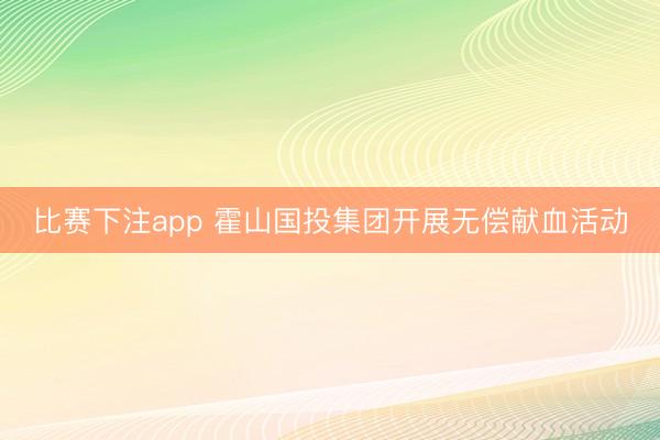 比赛下注app 霍山国投集团开展无偿献血活动