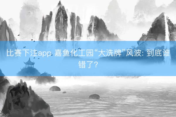 比赛下注app 嘉鱼化工园“大洗牌”风波: 到底谁错了?