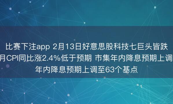 比赛下注app 2月13日好意思股科技七巨头皆跌 好意思国1月CPI同比涨2.4%低于预期 市集年内降息预期上调至63个基点