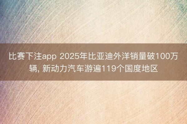 比赛下注app 2025年比亚迪外洋销量破100万辆, 新动力汽车游遍119个国度地区