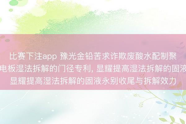 比赛下注app 豫光金铅苦求诈欺废酸水配制聚丙烯酰胺用于废铅蓄电板湿法拆解的门径专利, 显耀提高湿法拆解的固液永别收尾与拆解效力