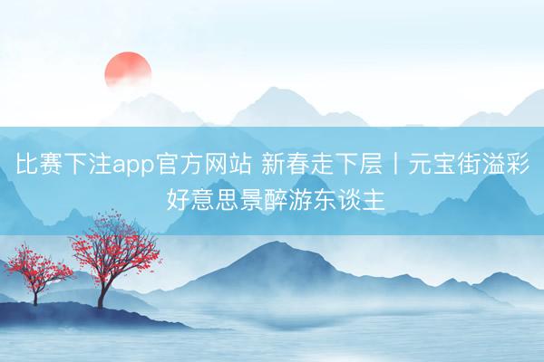 比赛下注app官方网站 新春走下层丨元宝街溢彩 好意思景醉游东谈主