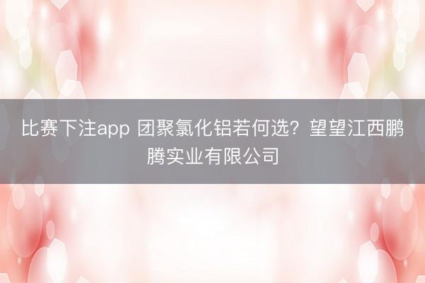 比赛下注app 团聚氯化铝若何选？望望江西鹏腾实业有限公司
