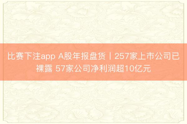 比赛下注app A股年报盘货丨257家上市公司已裸露 57家公司净利润超10亿元