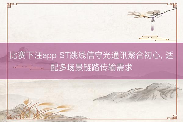 比赛下注app ST跳线信守光通讯聚合初心, 适配多场景链路传输需求