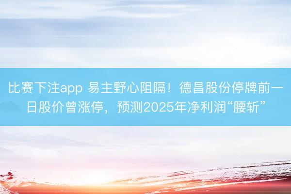 比赛下注app 易主野心阻隔！德昌股份停牌前一日股价曾涨停，预测2025年净利润“腰斩”
