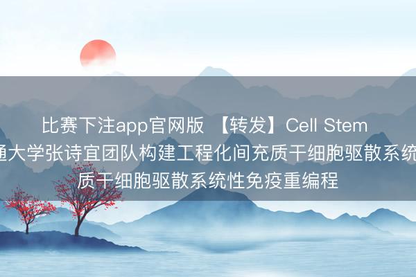 比赛下注app官网版 【转发】Cell Stem Cell | 上海交通大学张诗宜团队构建工程化间充质干细胞驱散系统性免疫重编程