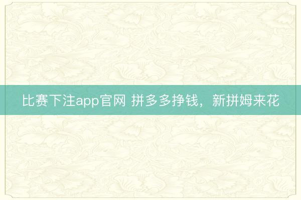 比赛下注app官网 拼多多挣钱,新拼姆来花