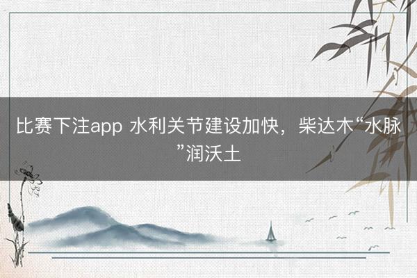 比赛下注app 水利关节建设加快,柴达木“水脉”润沃土