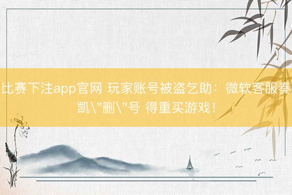 比赛下注app官网 玩家账号被盗乞助：微软客服奏凯