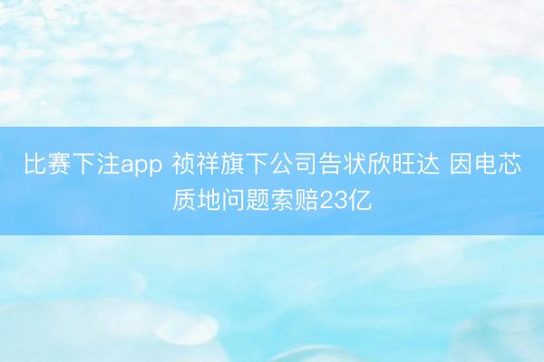比赛下注app 祯祥旗下公司告状欣旺达 因电芯质地问题索赔23亿
