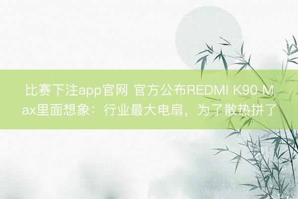 比赛下注app官网 官方公布REDMI K90 Max里面想象：行业最大电扇，为了散热拼了