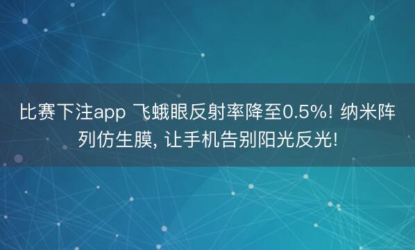 比赛下注app 飞蛾眼反射率降至0.5%! 纳米阵列仿生膜， 让手机告别阳光反光!