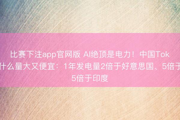 比赛下注app官网版 AI绝顶是电力！中国Token为什么量大又便宜：1年发电量2倍于好意思国、5倍于印度