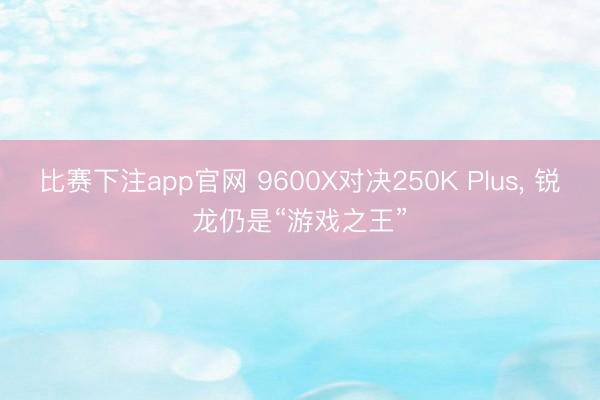 比赛下注app官网 9600X对决250K Plus， 锐龙仍是“游戏之王”