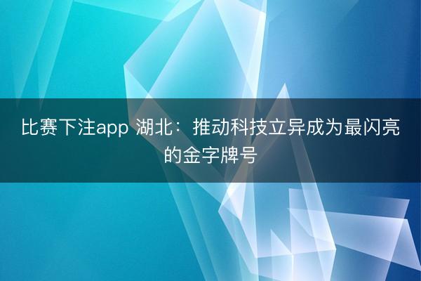 比赛下注app 湖北：推动科技立异成为最闪亮的金字牌号
