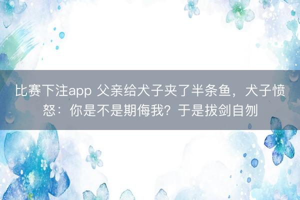 比赛下注app 父亲给犬子夹了半条鱼，犬子愤怒：你是不是期侮我？于是拔剑自刎