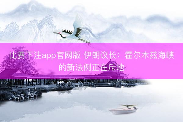 比赛下注app官网版 伊朗议长：霍尔木兹海峡的新法例正在斥地