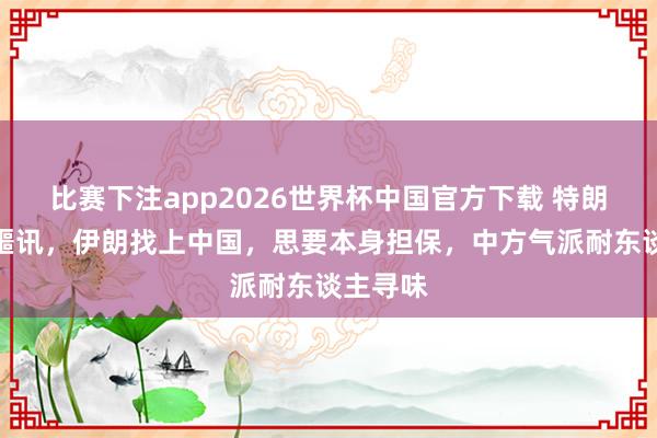 比赛下注app2026世界杯中国官方下载 特朗普收到噩讯，伊朗找上中国，思要本身担保，中方气派耐东谈主寻味