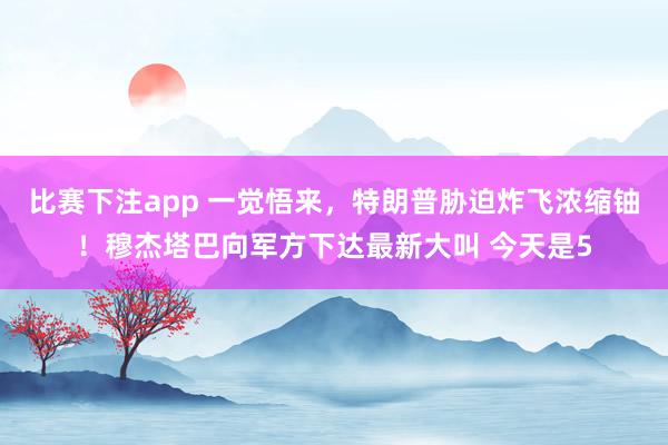 比赛下注app 一觉悟来,特朗普胁迫炸飞浓缩铀!穆杰塔巴向军方下达最新大叫 今天是5