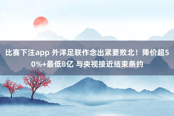 比赛下注app 外洋足联作念出紧要败北!降价超50%+最低8亿 与央视接近结束条约
