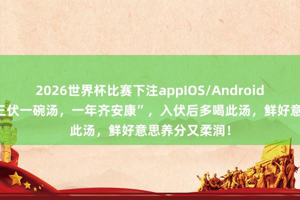 2026世界杯比赛下注appIOS/Android手机版下载 “三伏一碗汤，一年齐安康”，入伏后多喝此汤，鲜好意思养分又柔润！