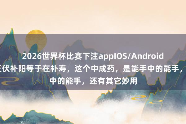 2026世界杯比赛下注appIOS/Android手机版下载 三伏补阳等于在补寿，这个中成药，是能手中的能手，还有其它妙用