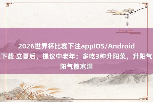 2026世界杯比赛下注appIOS/Android手机版下载 立夏后,提议中老年:多吃3种升阳菜,升阳气散寒湿