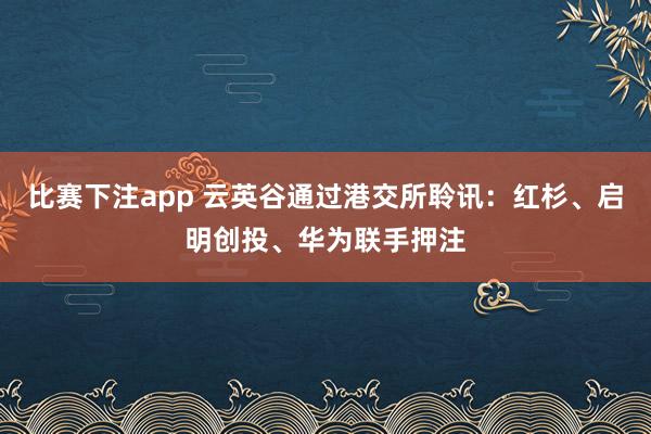 比赛下注app 云英谷通过港交所聆讯：红杉、启明创投、华为联手押注