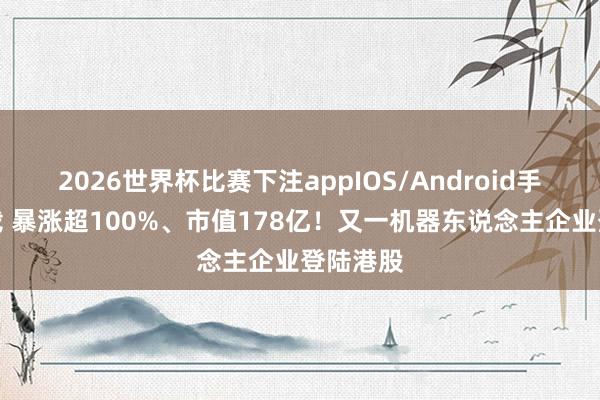 2026世界杯比赛下注appIOS/Android手机版下载 暴涨超100%、市值178亿！又一机器东说念主企业登陆港股