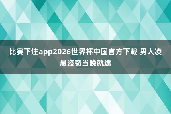 比赛下注app2026世界杯中国官方下载 男人凌晨盗窃当晚就逮