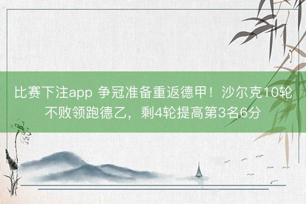 比赛下注app 争冠准备重返德甲!沙尔克10轮不败领跑德乙,剩4轮提高第3名6分