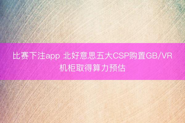 比赛下注app 北好意思五大CSP购置GB/VR机柜取得算力预估
