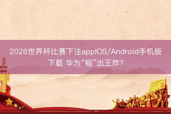 2026世界杯比赛下注appIOS/Android手机版下载 华为“韬”出王炸？