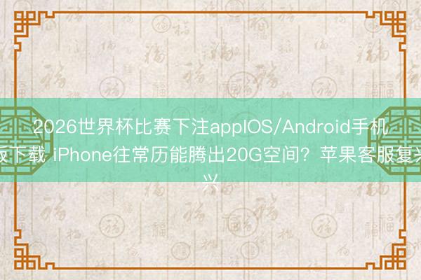 2026世界杯比赛下注appIOS/Android手机版下载 iPhone往常历能腾出20G空间?苹果客服复兴