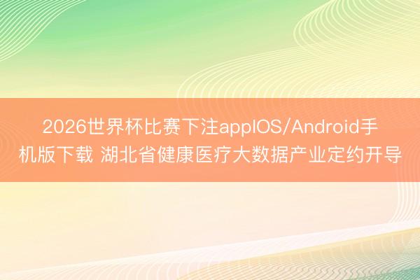 2026世界杯比赛下注appIOS/Android手机版下载 湖北省健康医疗大数据产业定约开导