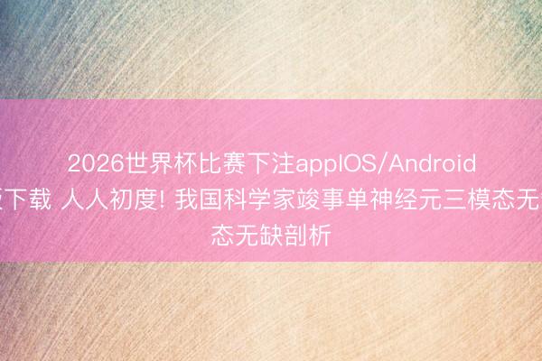 2026世界杯比赛下注appIOS/Android手机版下载 人人初度! 我国科学家竣事单神经元三模态无缺剖析